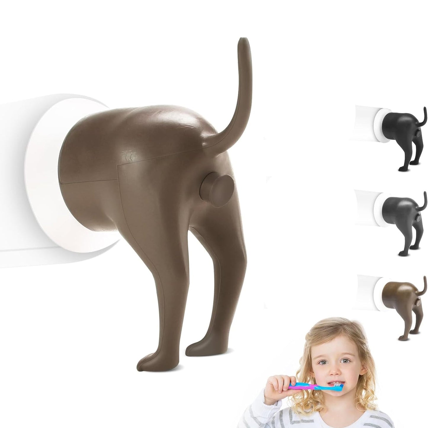 Pooping Dog Butt Toothpaste Dispenser – Funny Toothpaste Cap for Kids & Adults