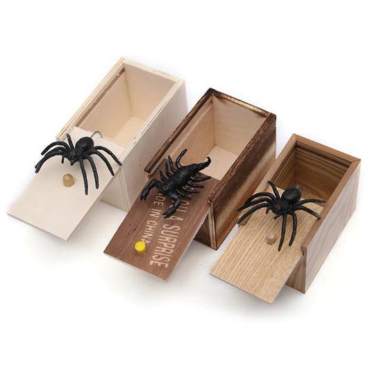 Wooden Spider Scare Box – Funny Prank Surprise Trick Toy