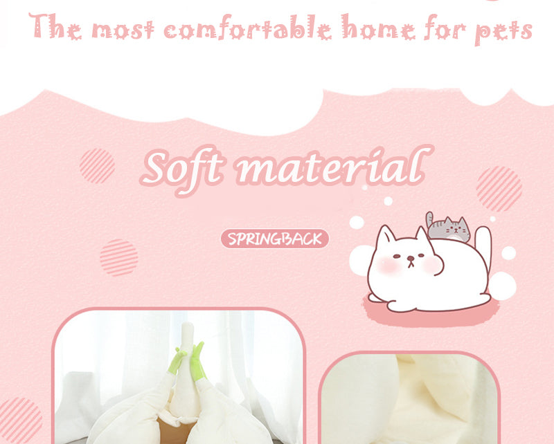 Funny Garlic Cat Bed – Soft Warm Pet House Mat for Cats & Small Dogs