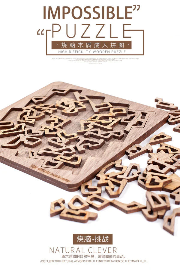 3D Brain-Teaser Wooden Fractal Puzzle – Challenging Mind Game for Adults & Kids