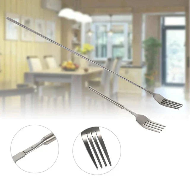 Telescopic Extendable Fork – Stainless Steel Long Handle Fork for BBQ, Dinner & Dessert