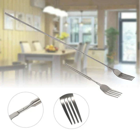 Telescopic Extendable Fork – Stainless Steel Long Handle Fork for BBQ, Dinner & Dessert