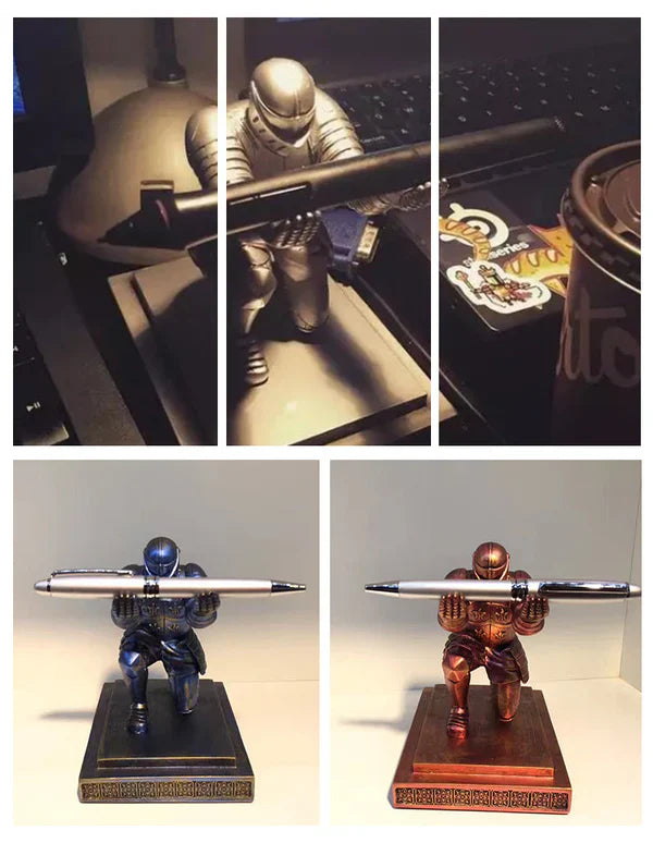 Knight Armour Pen Holder – Executive Soldier Figurine Pencil Stand for Office Desk