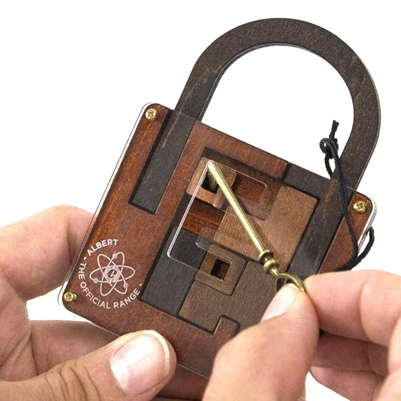 Brainteaser Free the Key & Lock Puzzle – High Difficulty Wooden IQ Puzzle Game