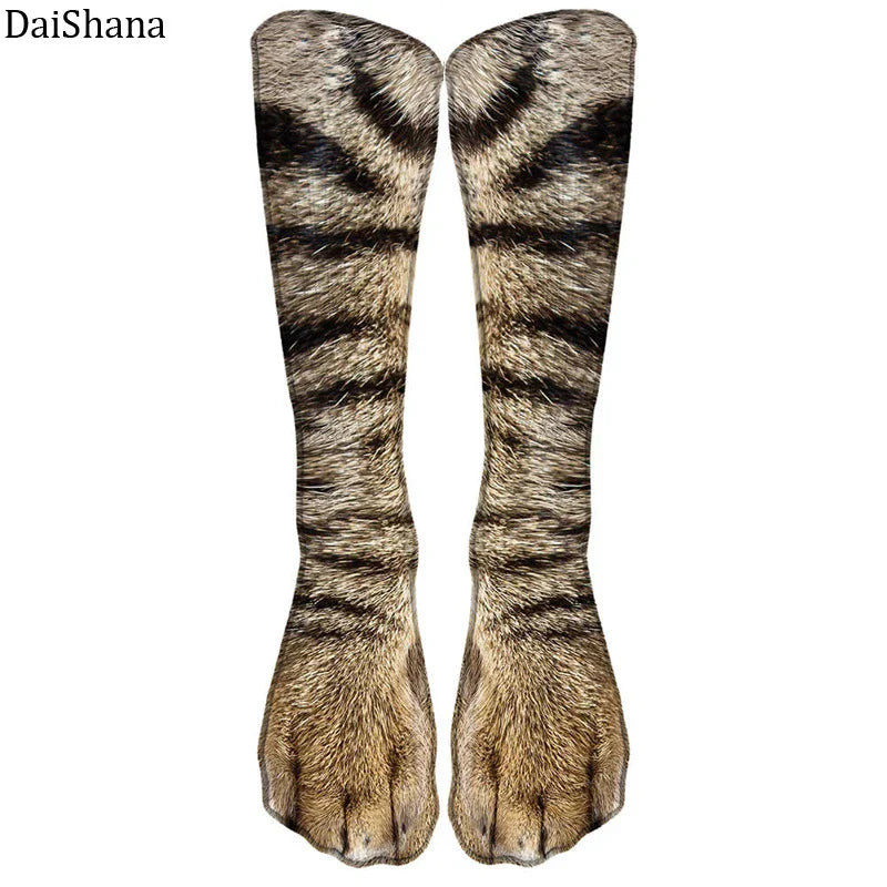 Animal Paw Socks – Cute Novelty Fluffy Paw Print Socks for Women & Kids