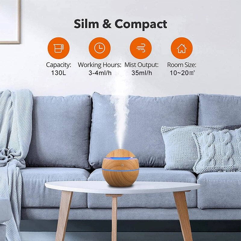 Mushroom Humidifier & Essential Oil Diffuser 130ml – USB Ultrasonic Aroma Diffuser | Home & Office Air Purifier