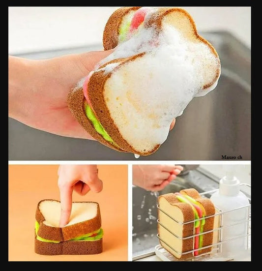 Toast Bread Shape Dish-Washing Sponge – Cute Novelty Kitchen Scrubber