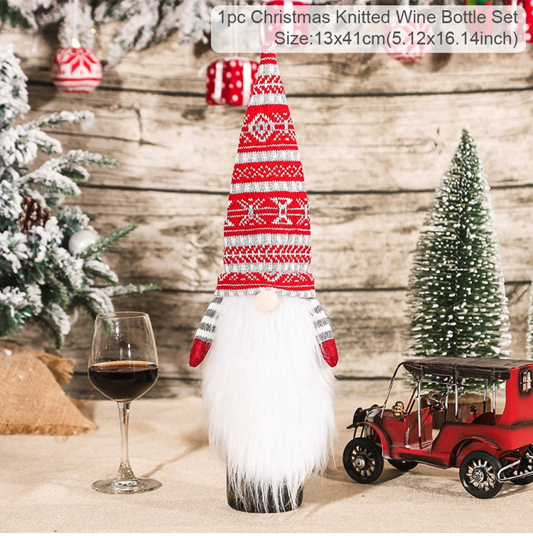 Christmas Wine Bottle Cover - Festive Holiday Table Decoration