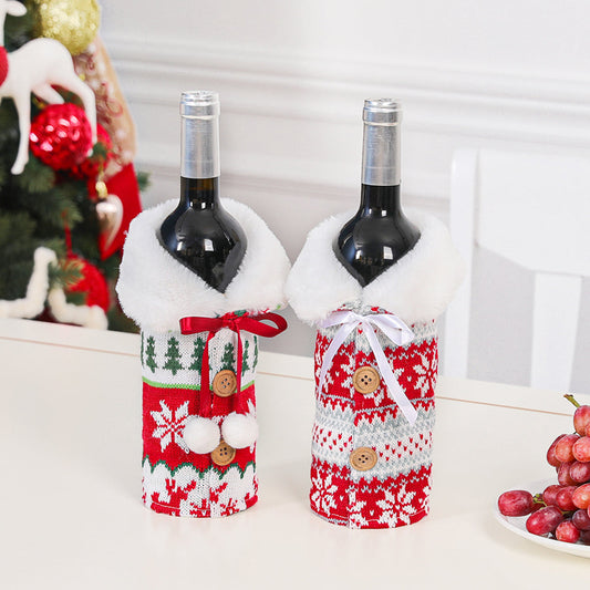 Christmas Wine Bottle Cover - Festive Holiday Table Decoration