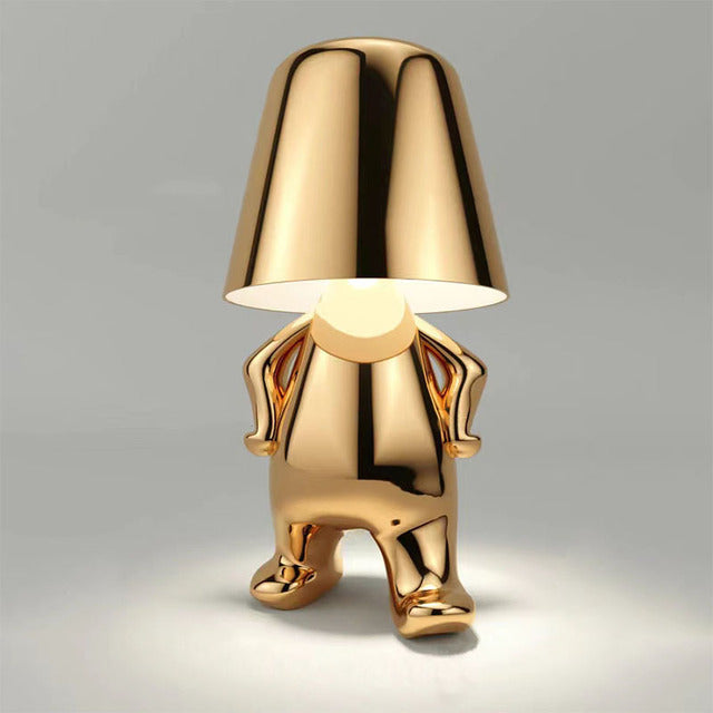 Golden Man Resin LED Night Light – Italian Style Decorative Table Lamp