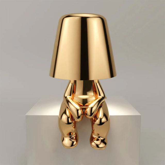 Golden Man Resin LED Night Light – Italian Style Decorative Table Lamp