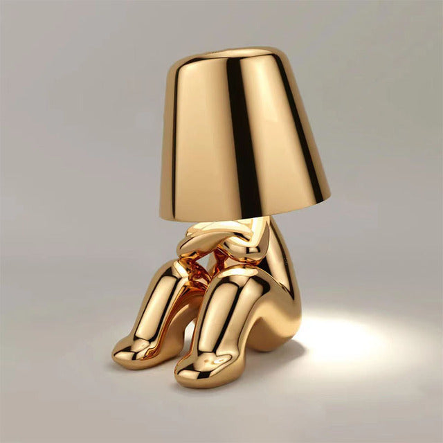 Golden Man Resin LED Night Light – Italian Style Decorative Table Lamp