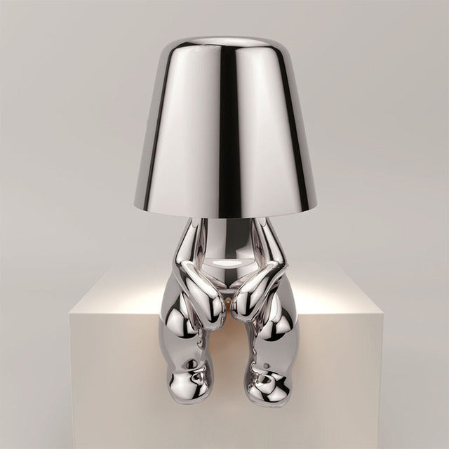 Golden Man Resin LED Night Light – Italian Style Decorative Table Lamp
