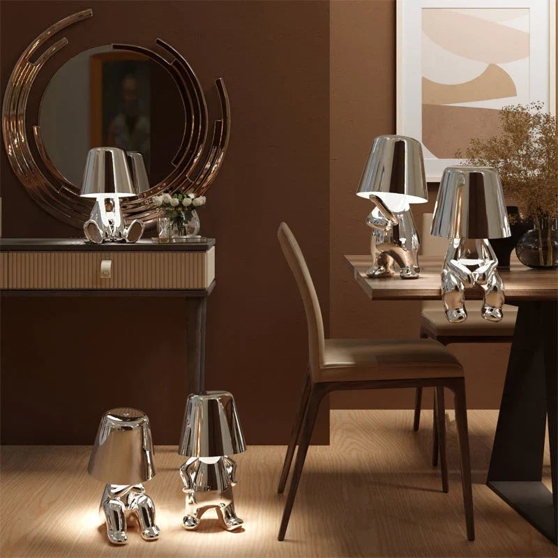 Golden Man Resin LED Night Light – Italian Style Decorative Table Lamp