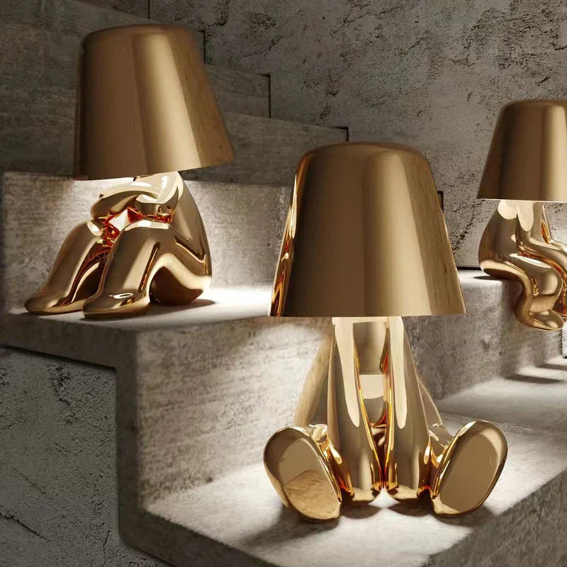 Golden Man Resin LED Night Light – Italian Style Decorative Table Lamp