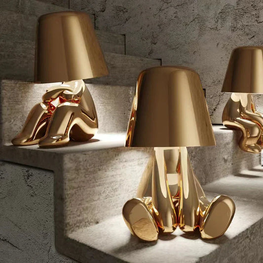 Golden Man Resin LED Night Light – Italian Style Decorative Table Lamp