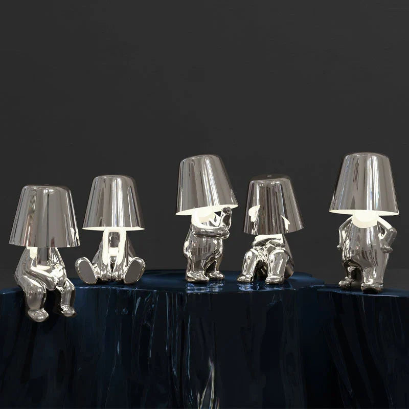 Golden Man Resin LED Night Light – Italian Style Decorative Table Lamp
