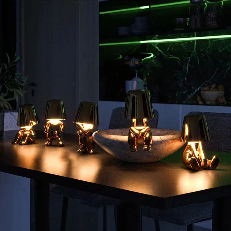 Golden Man Resin LED Night Light – Italian Style Decorative Table Lamp