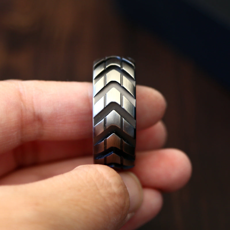 Ratchet Wheel Fidget Ring - Magnetic Metal Slider for Stress Relief & ADHD