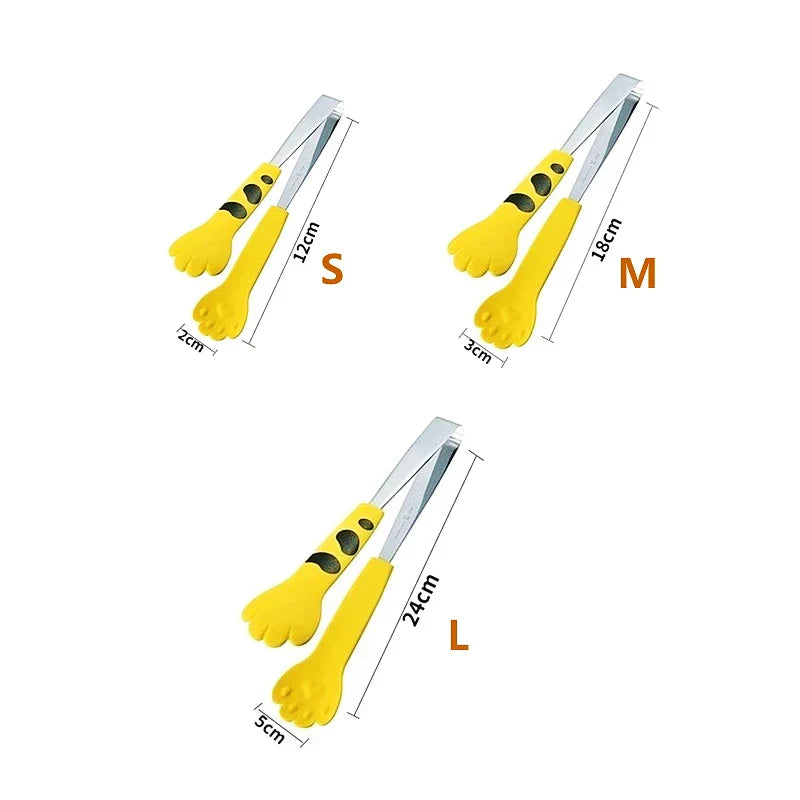 Japanese Cat Paw Food Tongs – Cute Cartoon Stainless Steel Meal Tongs