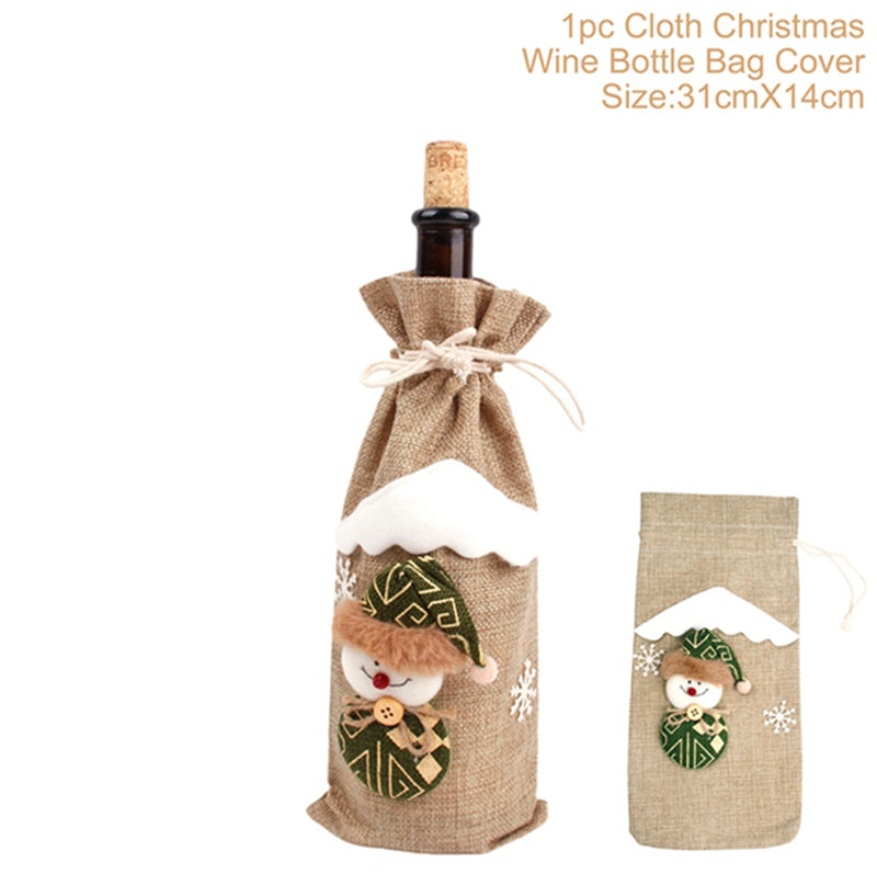 Christmas Wine Bottle Cover - Festive Holiday Table Decoration