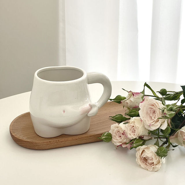 Cute Fat Belly Ceramic Mug – Kawaii Pinch Belly Coffee & Tea Cup