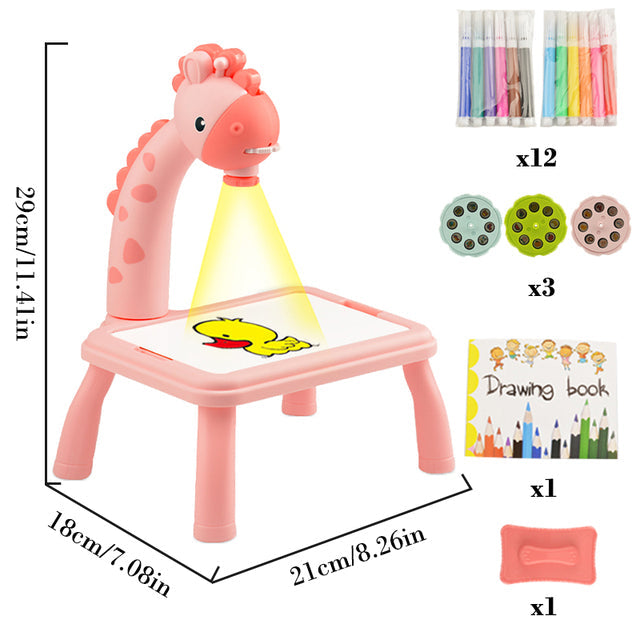 LED Projector Kids Educational Learning Table Desk – Interactive Drawing & Writing Desk for Children