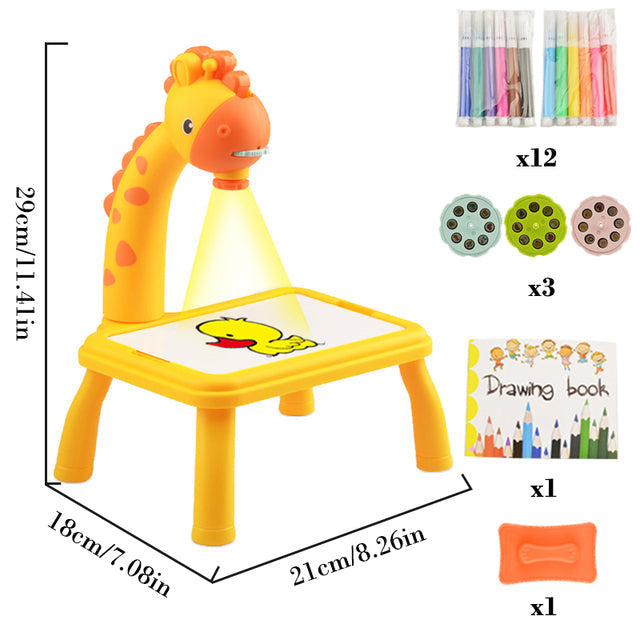 LED Projector Kids Educational Learning Table Desk – Interactive Drawing & Writing Desk for Children