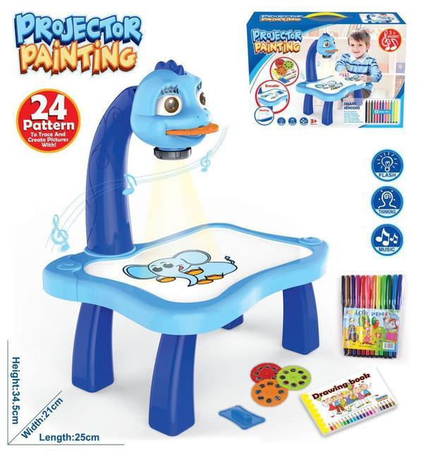 LED Projector Kids Educational Learning Table Desk – Interactive Drawing & Writing Desk for Children