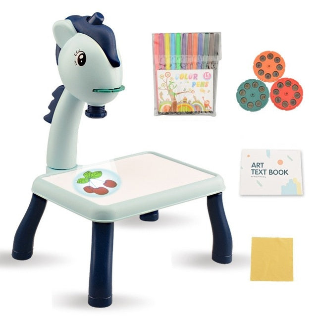LED Projector Kids Educational Learning Table Desk – Interactive Drawing & Writing Desk for Children