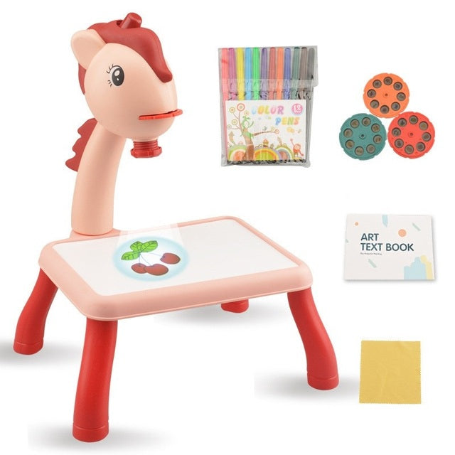 LED Projector Kids Educational Learning Table Desk – Interactive Drawing & Writing Desk for Children