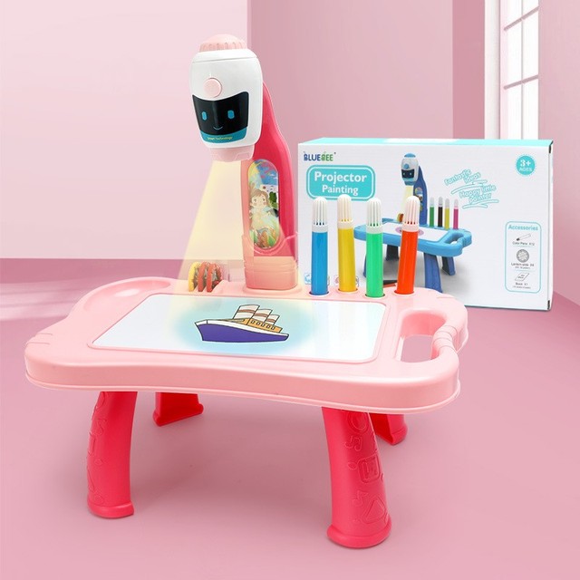 LED Projector Kids Educational Learning Table Desk – Interactive Drawing & Writing Desk for Children