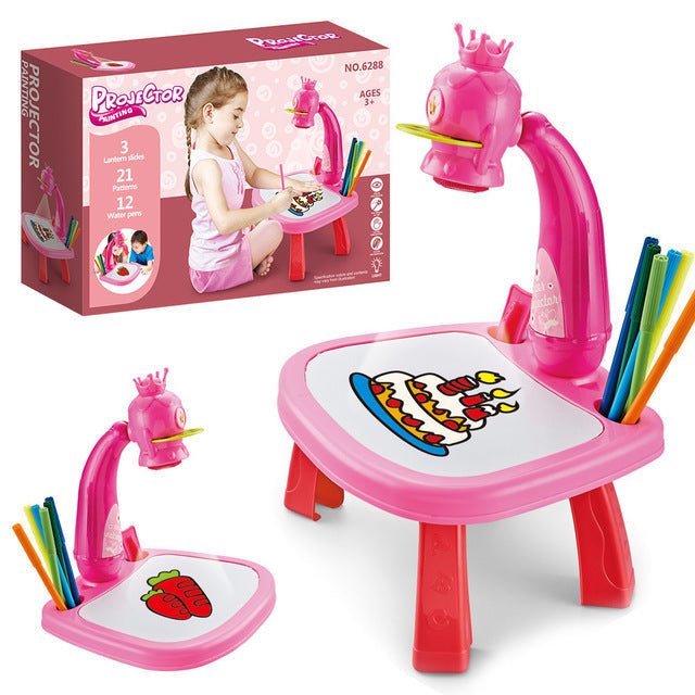 LED Projector Kids Educational Learning Table Desk – Interactive Drawing & Writing Desk for Children