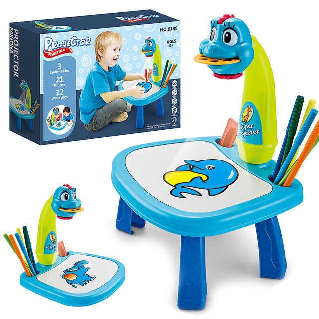 LED Projector Kids Educational Learning Table Desk – Interactive Drawing & Writing Desk for Children