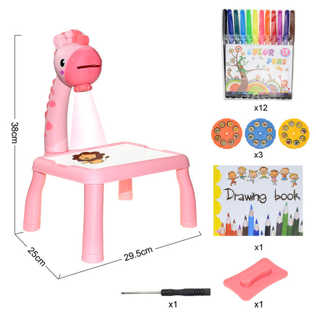 LED Projector Kids Educational Learning Table Desk – Interactive Drawing & Writing Desk for Children