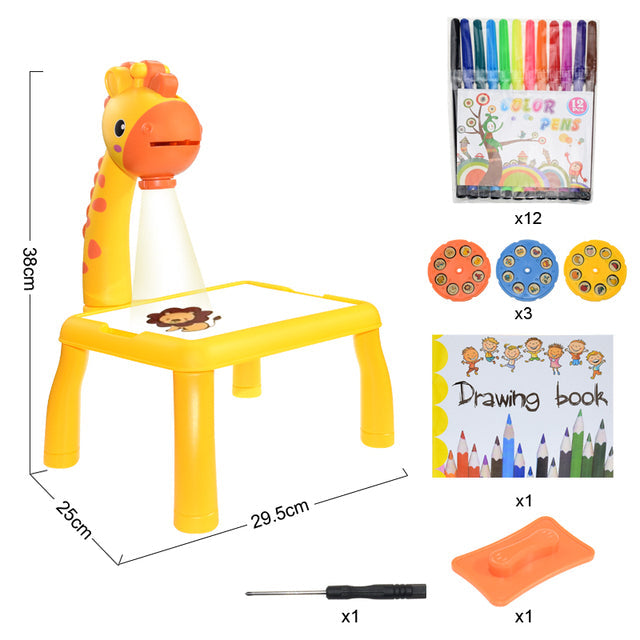 LED Projector Kids Educational Learning Table Desk – Interactive Drawing & Writing Desk for Children