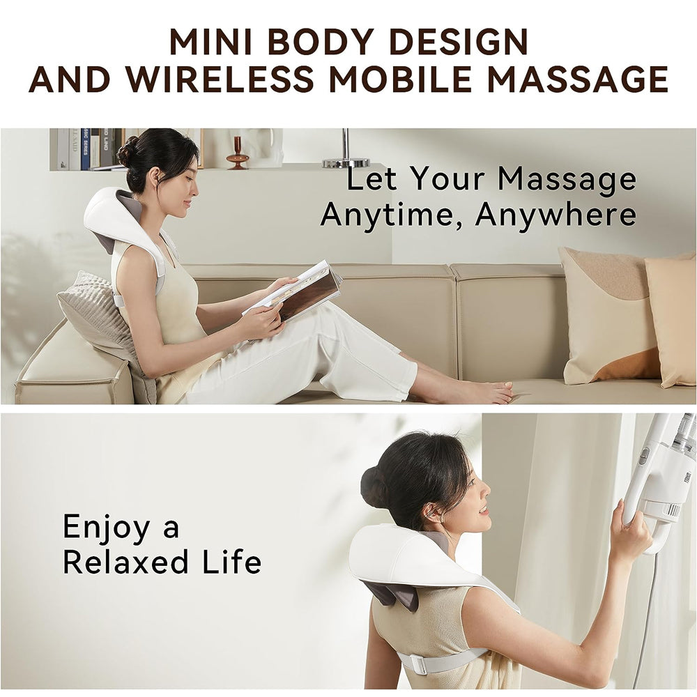 Shiatsu Neck Massager - Wireless 5D Kneading with Heat for Back, Shoulder & Body
