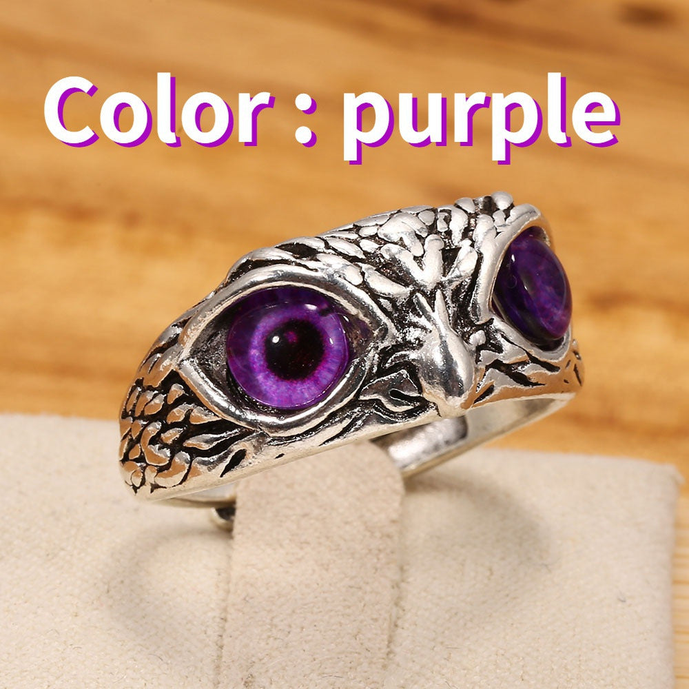 Owl Eye Adjustable Ring – Vintage Retro Alloy Open Ring for Men & Women | 6 Colours