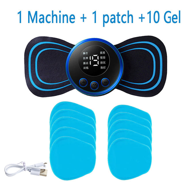 EMS Neck & Back Massager with LCD Display – 8-Mode Pulse Muscle Stimulator for Pain Relief