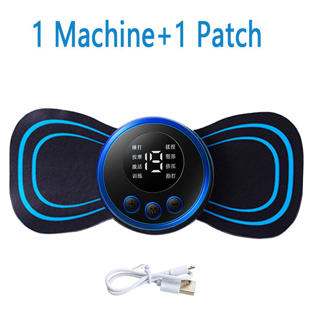 EMS Neck & Back Massager with LCD Display – 8-Mode Pulse Muscle Stimulator for Pain Relief