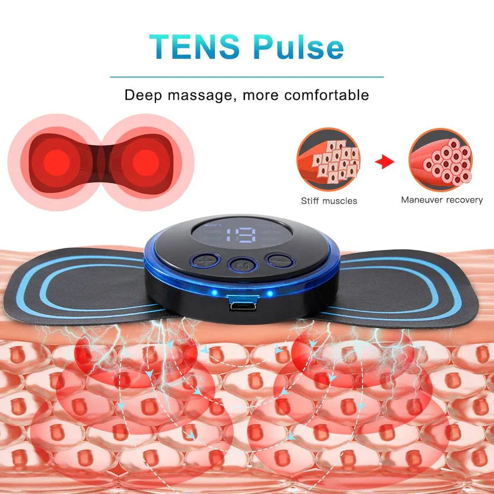 EMS Neck & Back Massager with LCD Display – 8-Mode Pulse Muscle Stimulator for Pain Relief