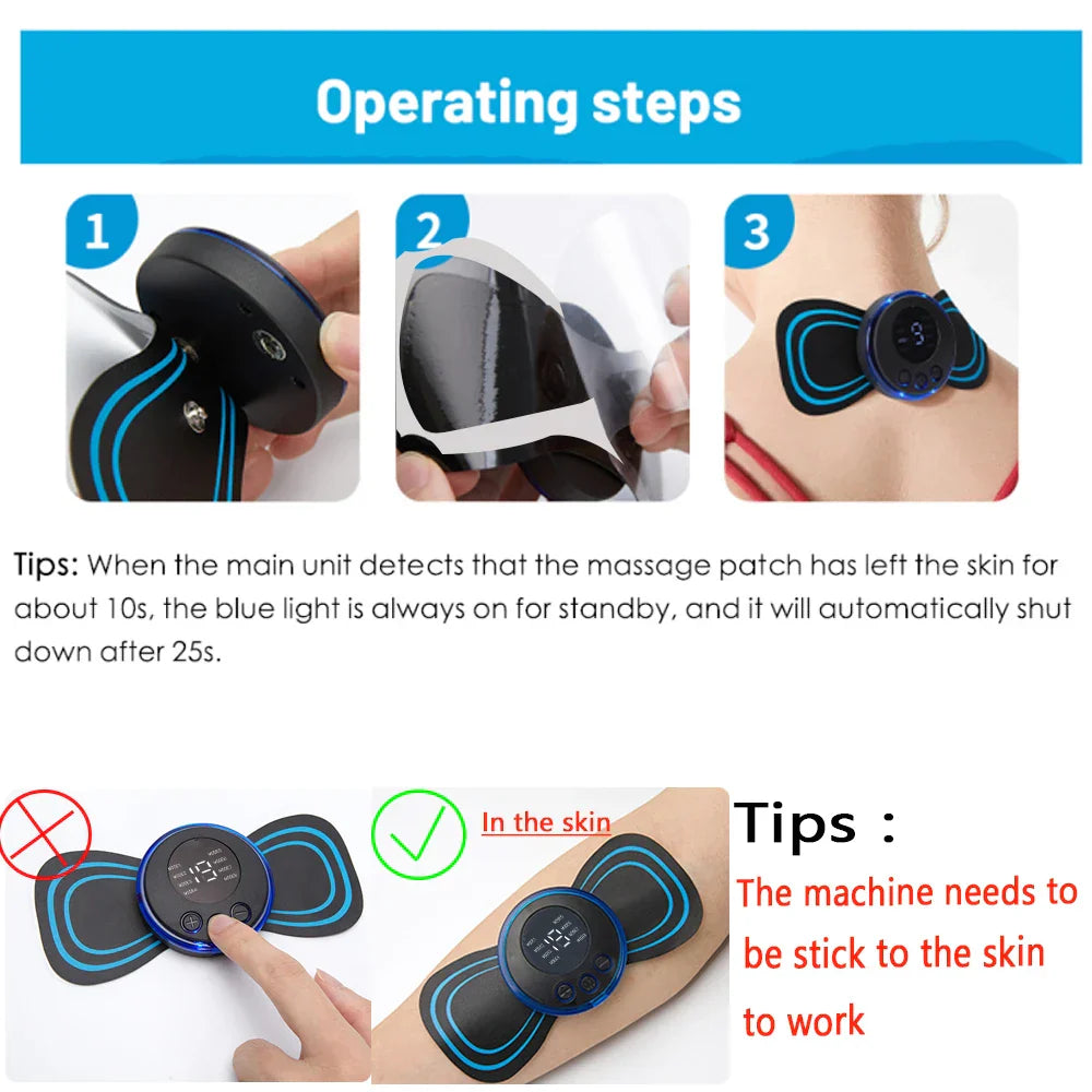 EMS Neck & Back Massager with LCD Display – 8-Mode Pulse Muscle Stimulator for Pain Relief