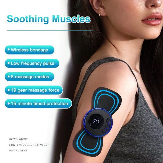 EMS Neck & Back Massager with LCD Display – 8-Mode Pulse Muscle Stimulator for Pain Relief