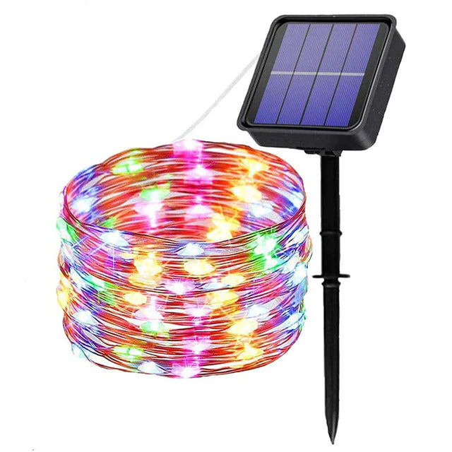 Solar LED String Lights – 100/200 LEDs, 10M Outdoor Fairy Lights