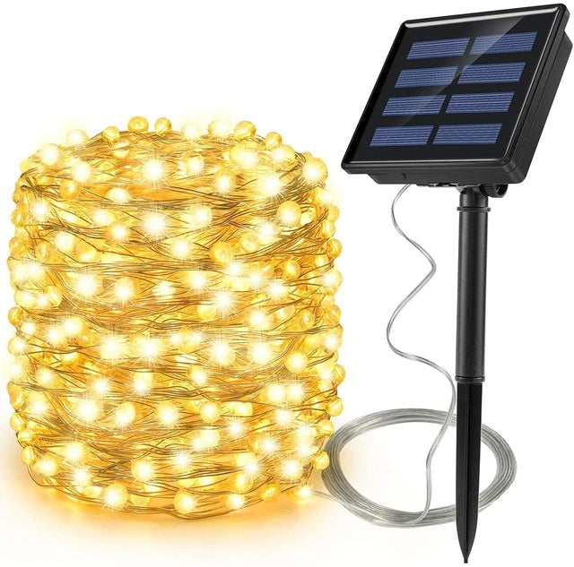 Solar LED String Lights – 100/200 LEDs, 10M Outdoor Fairy Lights