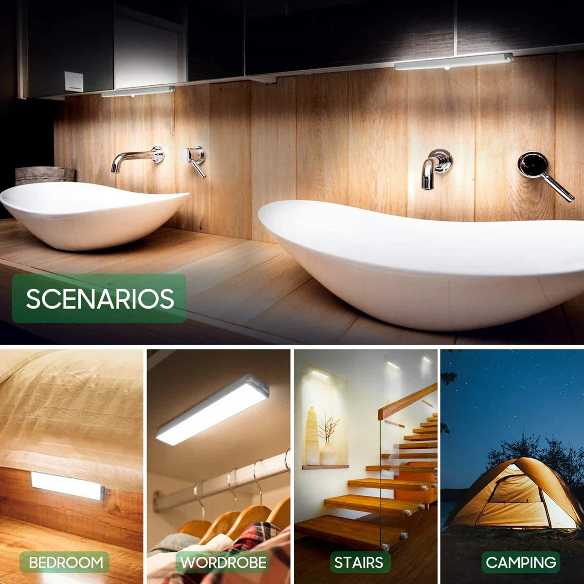 USB Rechargeable Motion Sensor Closet Light Kitchen Bedroom Lighting Wall Lamp