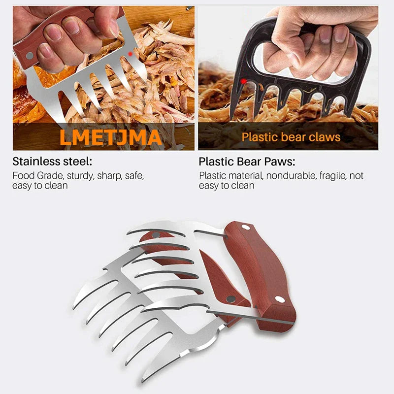 Bear Claw Stainless Steel BBQ Meat Shredder – Heavy-Duty Pulled Pork & Chicken Shredding Claws