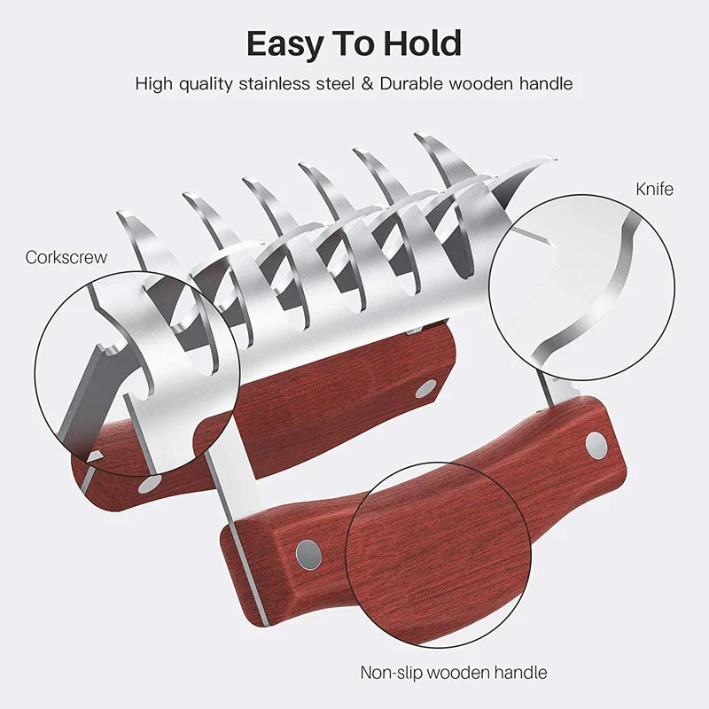 Bear Claw Stainless Steel BBQ Meat Shredder – Heavy-Duty Pulled Pork & Chicken Shredding Claws