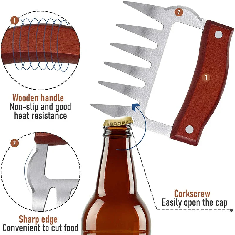 Bear Claw Stainless Steel BBQ Meat Shredder – Heavy-Duty Pulled Pork & Chicken Shredding Claws