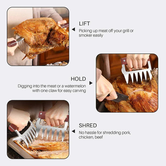 Bear Claw Stainless Steel BBQ Meat Shredder – Heavy-Duty Pulled Pork & Chicken Shredding Claws